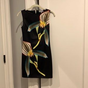 Mini dress black with floral